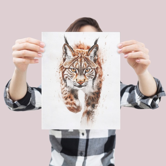 Watercolor Lynx Portrait Wall Art Illustration Print Poster Unframed - Picture 5 of 9